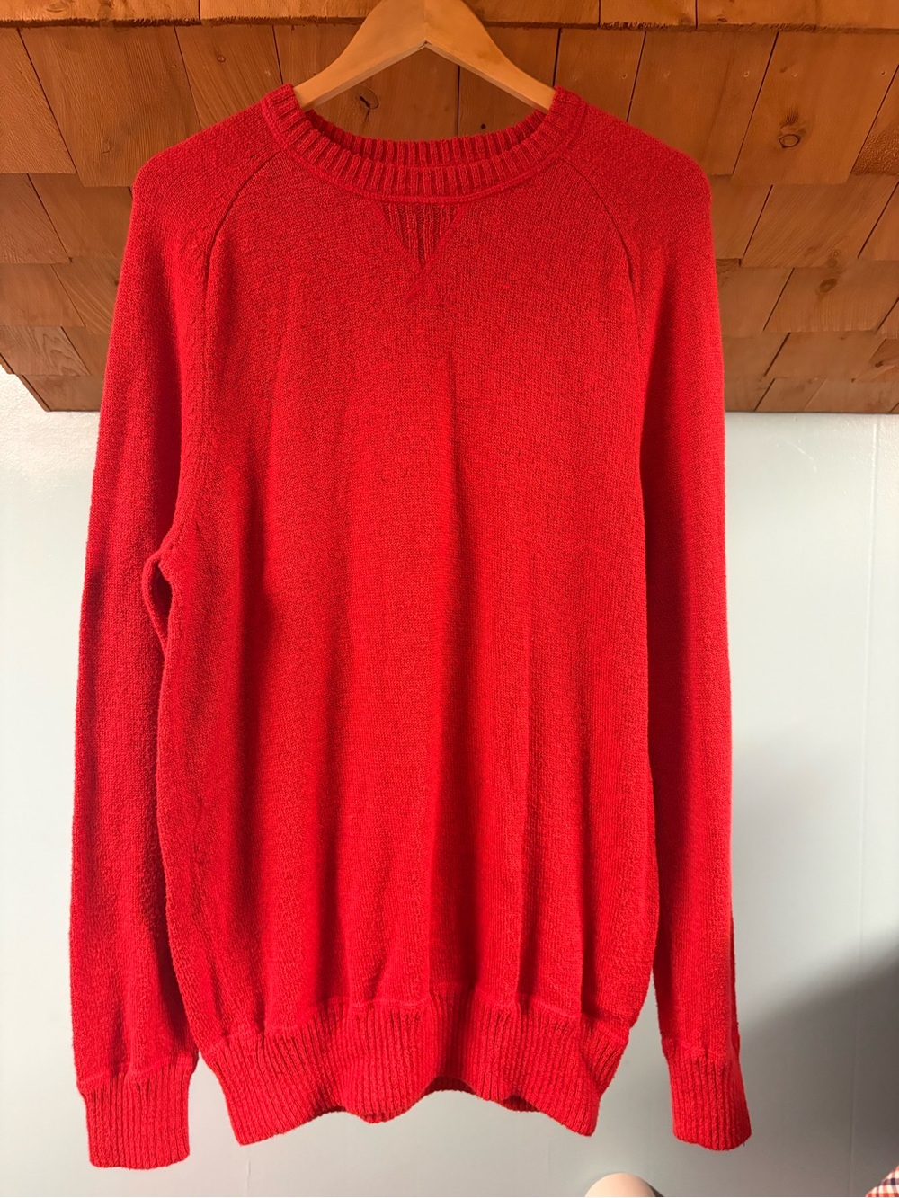 American Eagle Outfitters Men's Bright Red Crewneck Sweater